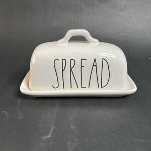Rae Dunn, Artisan Collection, Covered Butter Dish, SPREAD Text,Ceramic,Farmhouse
